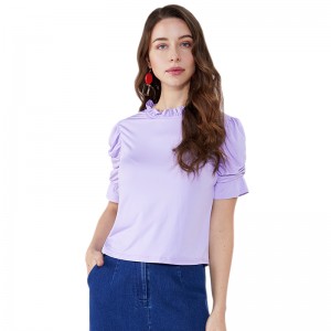 OEM Frill Sleeve Fashion Cutting Ruffle Formella Chiffon Bluse Designs Girls Woman Blouse