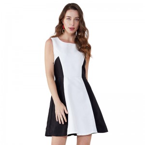 2019 Svart Vit Patchwork Sweetheart Tillfälligt Klänningar Kvinnor Mode Klänning Kläder JSDJ2258