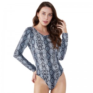Läcka tillbaka klippa ut fullanpassad tjej vuxen en stycke dam långärmad blus kompression snake snakeskin body suit