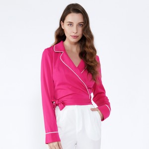 Senaste designer Kontrollera Kvinna Loose Striped Chiffon Blouse
