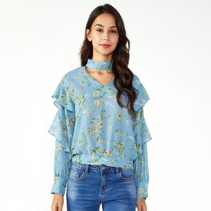 Kvinnor Plus Storlek Boho Senaste Chiffon Toppar och Blusar