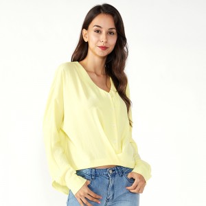 Långärmad kontors kvinna Spring Ladies Chiffon Toppar