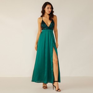 Custom Oem Summer Green Coctail Off Shoulder Sexig kväll Backless X Lady Elegant Dress Women WM0005